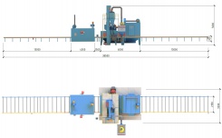 Проходная дробеметная установка с рольгангом для очистки металлопроката SPK D 33.8.11 - R