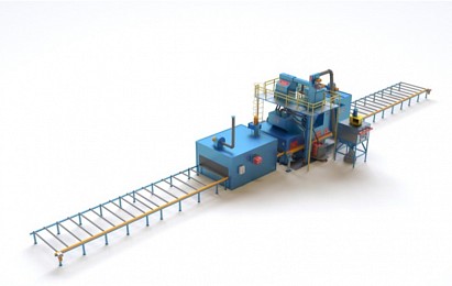 Проходная дробеметная установка  с рольгангом для очистки сварных металлоконструкций SPK DMK 15.8.11-R