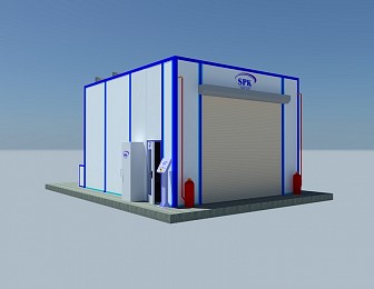 Окрасочно-сушильная камера тупикового типа SPK-4.4.4 для деталей авиатехники