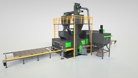 Дробеметная установка проходного типа с рольгангом для очистки сортового проката SPK D – R серии PROFI LINE