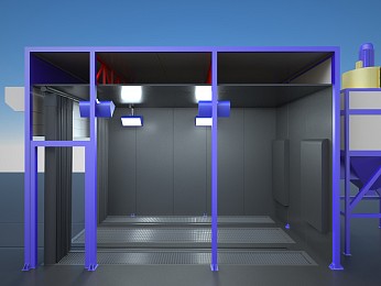 Обитаемая камера дробеструйной обработки внутреннего исполнения SPK-5.3.3 для завода транспортного электрооборудования 