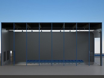 Проходная дробеструйная камера в составе комплекса SPK-P 16.5.6