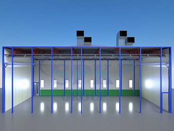 Окрасочно-сушильная камера проходного типа SPK-18.5.5 для нефтегазового оборудования