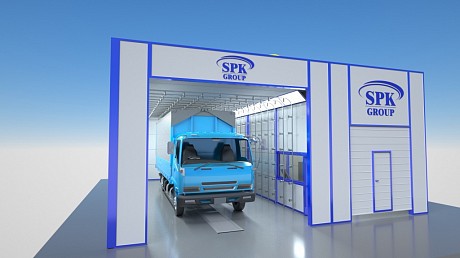 Камера проверки герметичности кабин и фургонов методом дождевания SPK ‐ R 12.6.5 уличного исполнения  