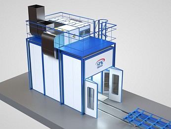 Окрасочно-сушильная камера тупикового типа SPK-5.3.3 для металлоконструкций