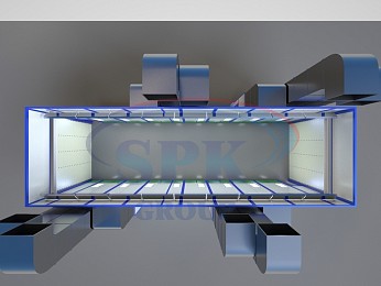 Окрасочно-сушильная камера проходного типа SPK-18.5.5 для нефтегазового оборудования