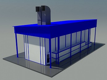 Окрасочно-сушильная камера тупикового типа уличного исполнения SPK-15.5.5 с дополнительным техническим помещением