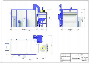 Обитаемая камера дробеструйной обработки внутреннего исполнения SPK-5.3.3 для завода транспортного электрооборудования 