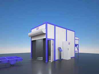 Обитаемая камера дробеструйной обработки внутреннего исполнения SPK-5.3.3 для завода транспортного электрооборудования 