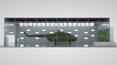 Окрасочно-сушильная камера тупикового типа SPK - 30.10.7 для вертолетов