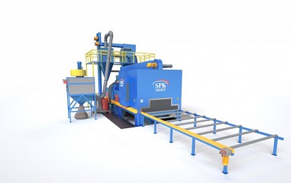 Проходная дробеметная установка  с рольгангом для очистки сварных металлоконструкций SPK DMK 15.8.11-R