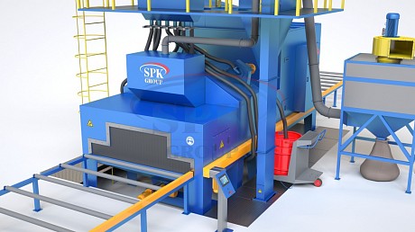 Проходная дробеметная установка с рольгангом для очистки металлопроката SPK D 33.8.11 - R