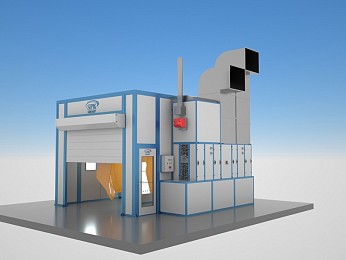 Проходная покрасочно-сушильная камера для деталей уборочной техники SPK-5.3.3 