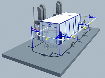 Окрасочно-сушильный комплекс проходного типа SPK-10.4.3 для нефтегазового оборудования 