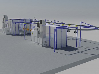 Линия окраски и сушки проходного типа SPK-28.5.3 с грузонесущим конвейером Линия окраски и сушки проходного типа SPK-28.5.3 с грузонесущим конвейером