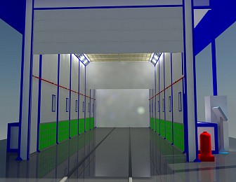 Окрасочно-сушильная камера тупикового типа уличного исполнения SPK-15.5.5 с дополнительным техническим помещением